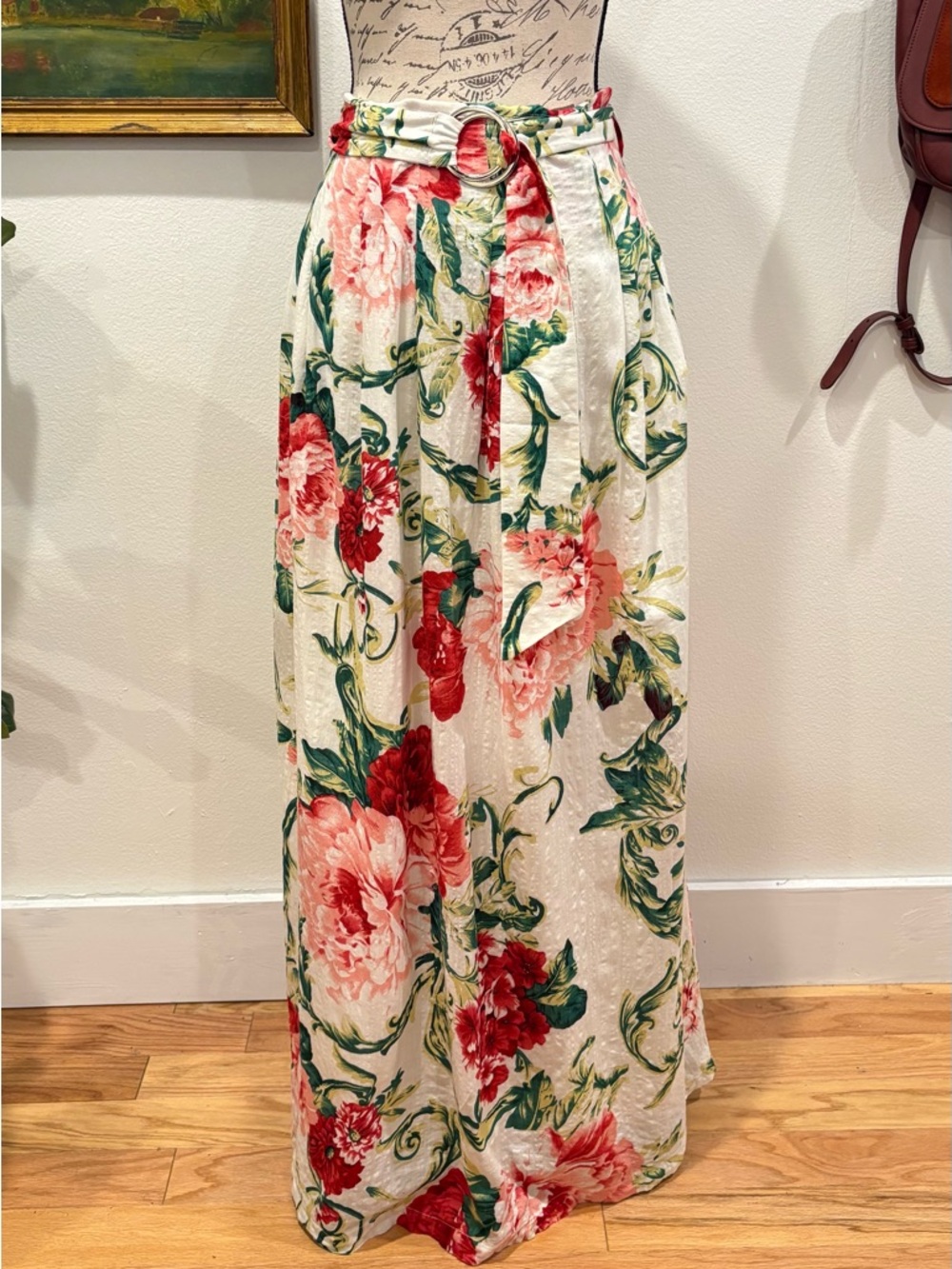 Lulumari Floral Maxi Skirt Belted Cottagecore Romantic 100% Cotton